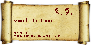 Komjáti Fanni névjegykártya