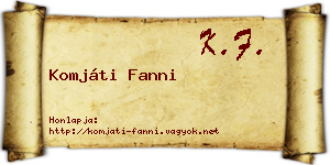 Komjáti Fanni névjegykártya
